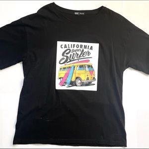 Black with orange bus graphic